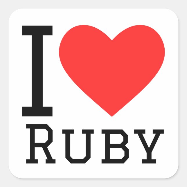 I Liebe Ruby Quadratischer Aufkleber (Vorderseite)