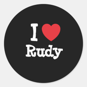 I Liebe Rudy Herz Brauch personalisiert Runder Aufkleber