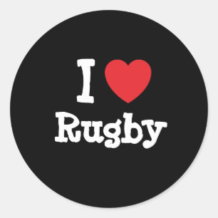 I Liebe Rugby-Brust personalisiert Runder Aufkleber