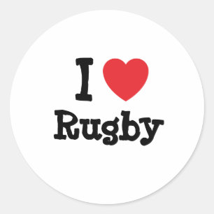 I Liebe Rugby-Herzbrauch personalisiert Runder Aufkleber