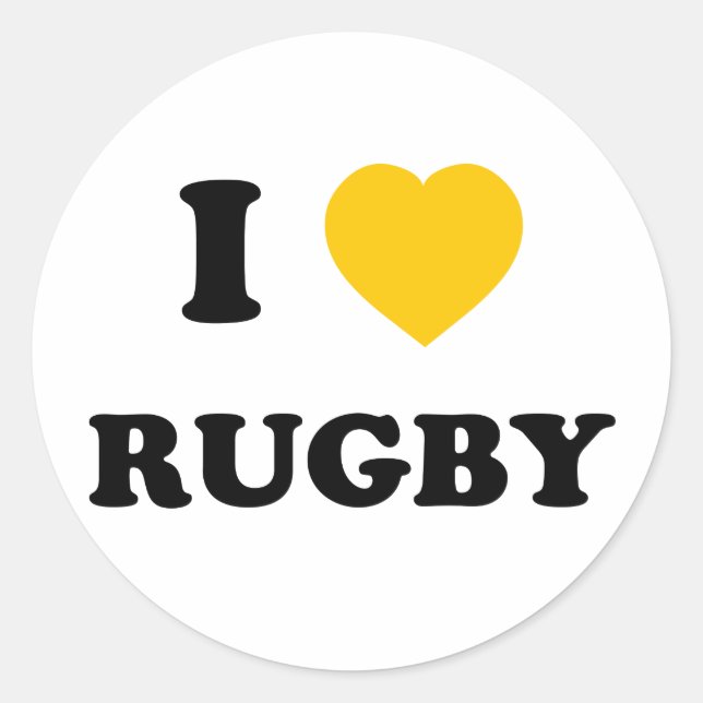 I Liebe Rugby Runder Aufkleber (Vorderseite)