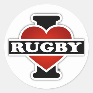 I Liebe Rugby Runder Aufkleber