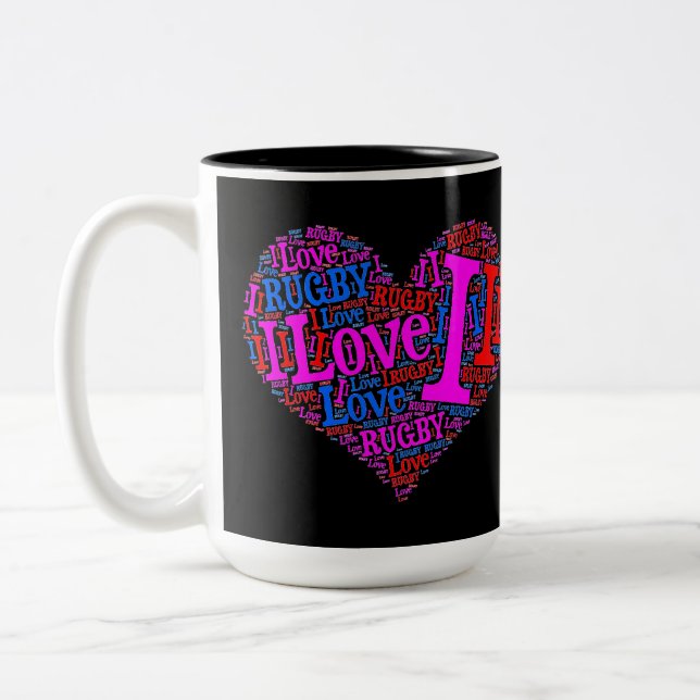 I Liebe Rugby - Zwei-Tonen-Kaffee-Tasse Zweifarbige Tasse (Links)