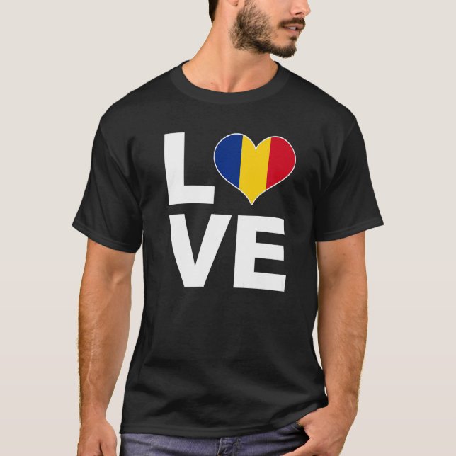 I Liebe Rumänien Herzenflagge Rumänien T-Shirt (Vorderseite)
