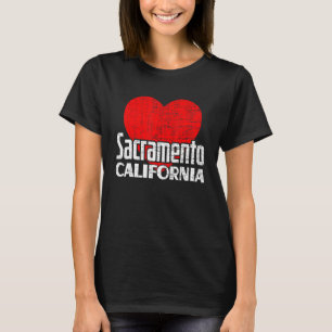 I Liebe Sacramento California Retro Big Heart Vaca T-Shirt