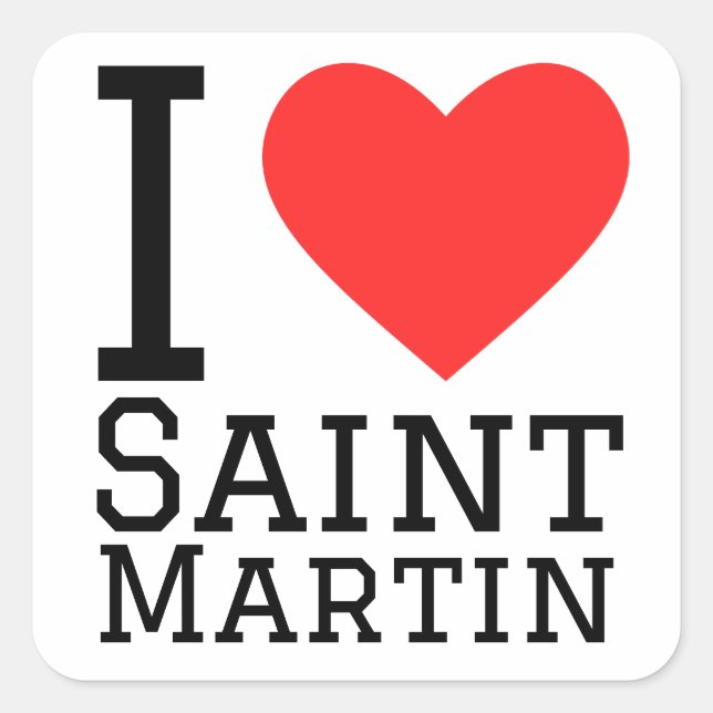 I Liebe Saint Martin Quadratischer Aufkleber (Vorderseite)