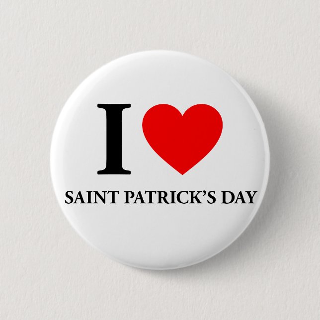 I Liebe Saint Patrick's Day Button (Vorderseite)