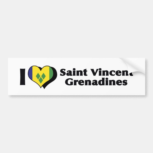 I Liebe Saint Vincent Grenadines Flag Autoaufkleber (Vorne)