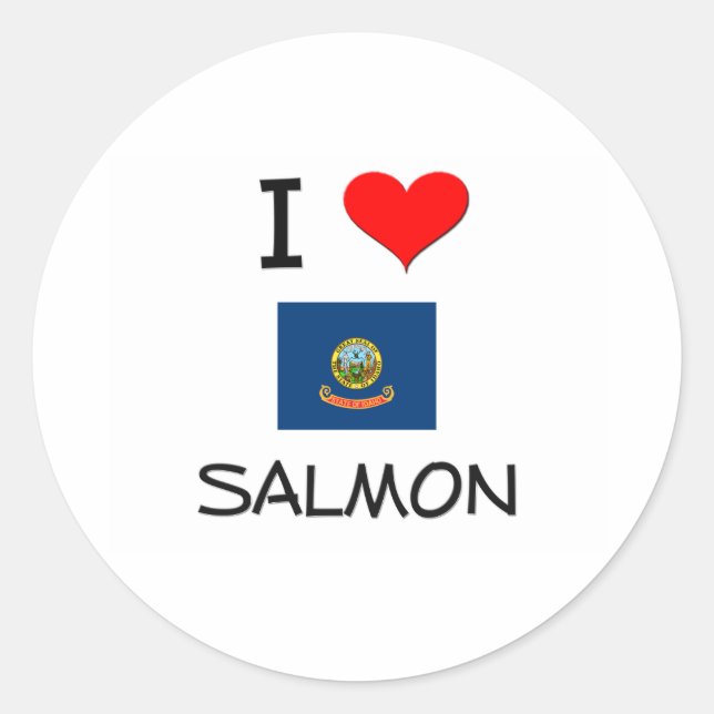 I Liebe SALMON Idaho Runder Aufkleber (Vorderseite)