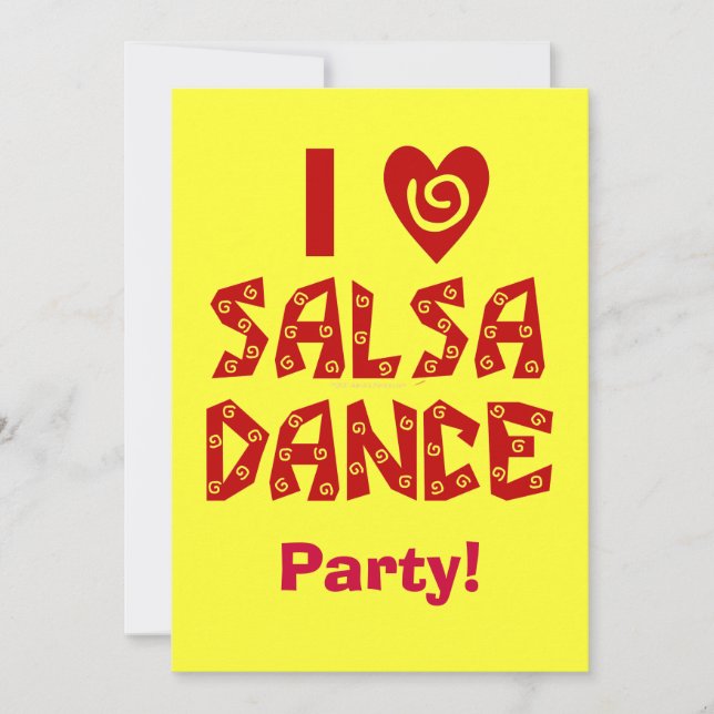 I Liebe Salsa Dance Custom Dance Party Einladungen (Vorderseite)