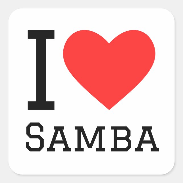 I Liebe Samba Quadratischer Aufkleber (Vorderseite)