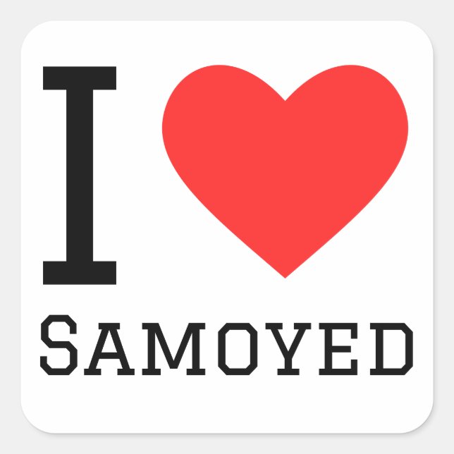 I Liebe Samoyed Quadratischer Aufkleber (Vorderseite)