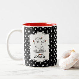 I Liebe Samoyeds - Hund niedliche Herzen Sammie Zweifarbige Tasse