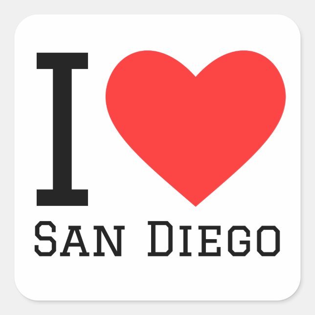 I Liebe San Diego Quadratischer Aufkleber (Vorderseite)