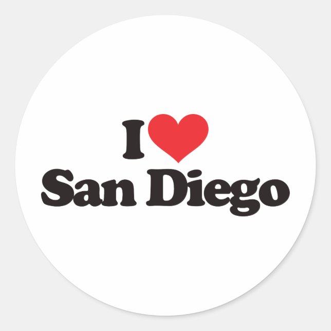 I Liebe San Diego Runder Aufkleber (Vorderseite)