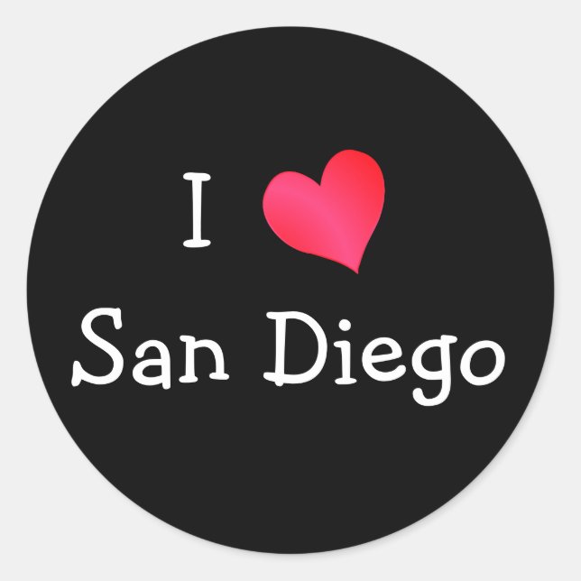I Liebe San Diego Runder Aufkleber (Vorderseite)
