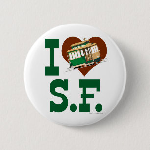 I Liebe San Francisco Cable Cars Button