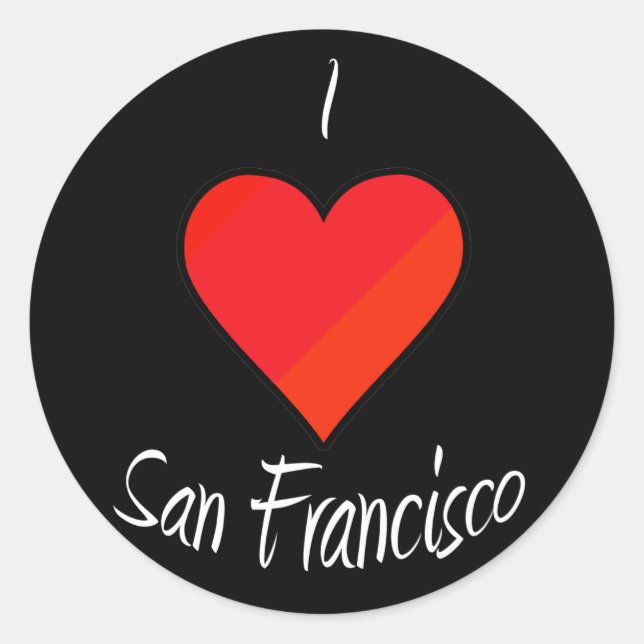 I Liebe San Francisco Runder Aufkleber (Vorderseite)