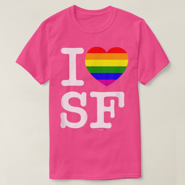 I Liebe San Francisco White, LGBTQ Rainbow Heart T-Shirt (Design vorne)