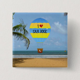 I Liebe San Jose Hot Air Balloon Beach Scene Button