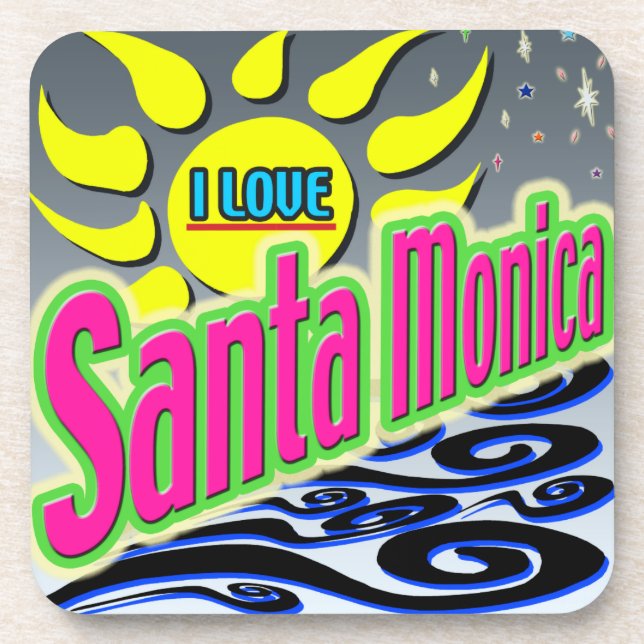 "I LIEBE Santa Monica: Night Sunshine" Untersetzer (Vorderseite)