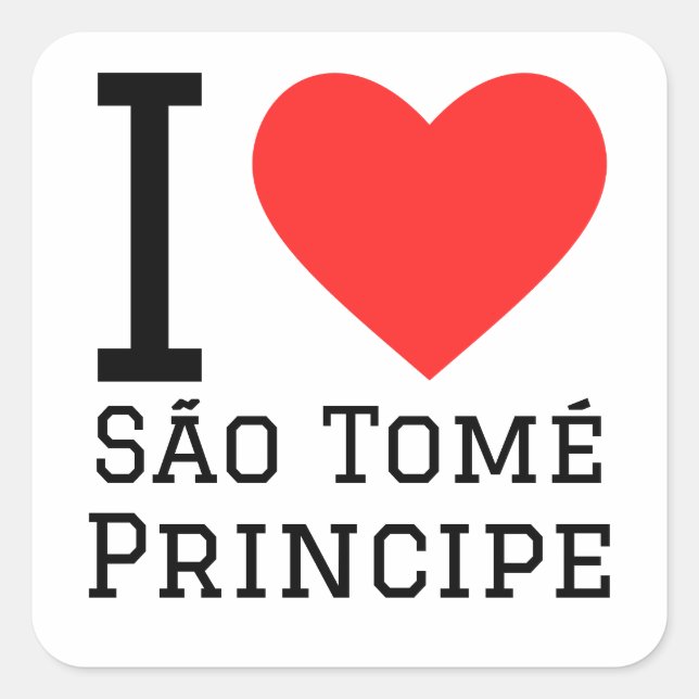 I Liebe sao tomé and principe Quadratischer Aufkleber (Vorderseite)