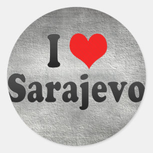 I Liebe Sarajevo, Bosnien und Herzegowina Runder Aufkleber