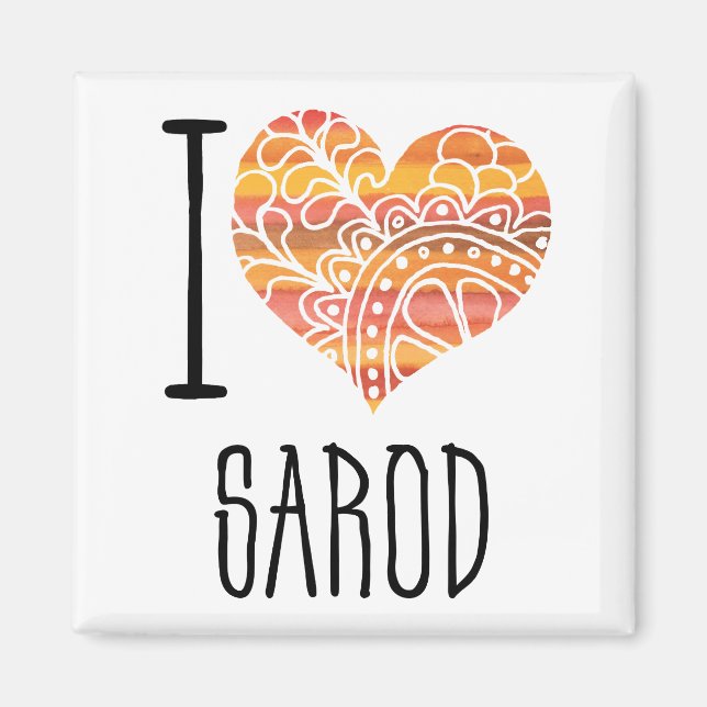 I Liebe Sarod Orange Mandala Heart Magnet (Vorne)