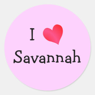 I Liebe Savannah Runder Aufkleber