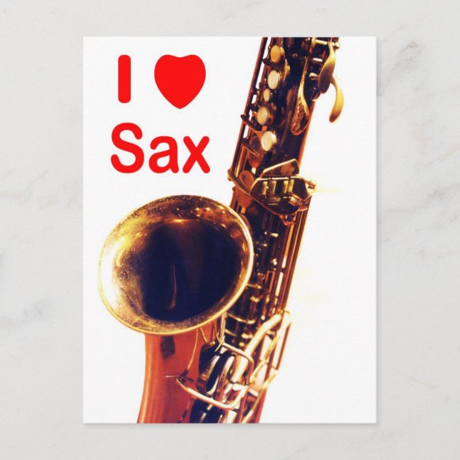 I Liebe Sax Postkarte (Vorderseite)