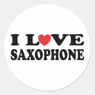 I Liebe Saxophon Runder Aufkleber
