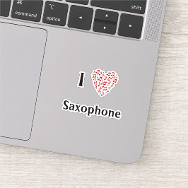 I Liebe Saxophone Rotes Herz Musiknoten Vinyl Aufkleber
