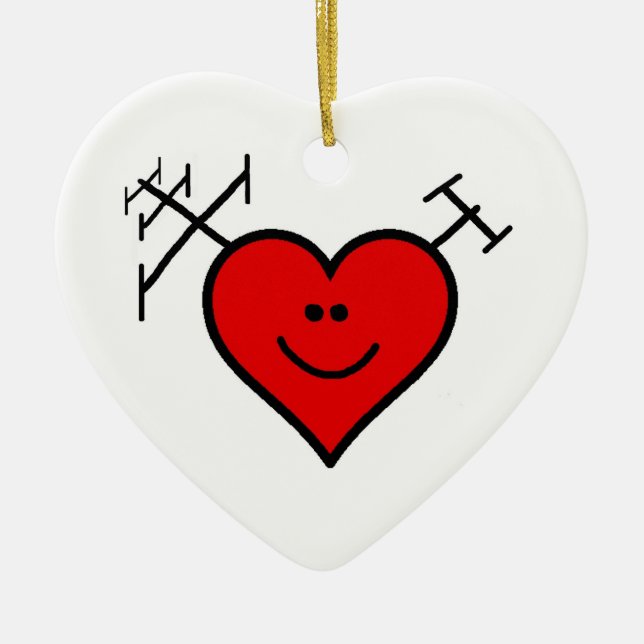 I Liebe-Schinken-Radio-Verzierung durch Keramikornament (Vorne)