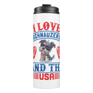 I Liebe Schnauzers und die USA Thermosbecher