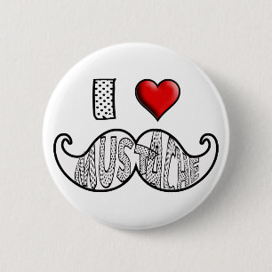 I Liebe-Schnurrbart Button