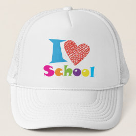 I Liebe School Back to School Cartoon Abschluss Truckerkappe