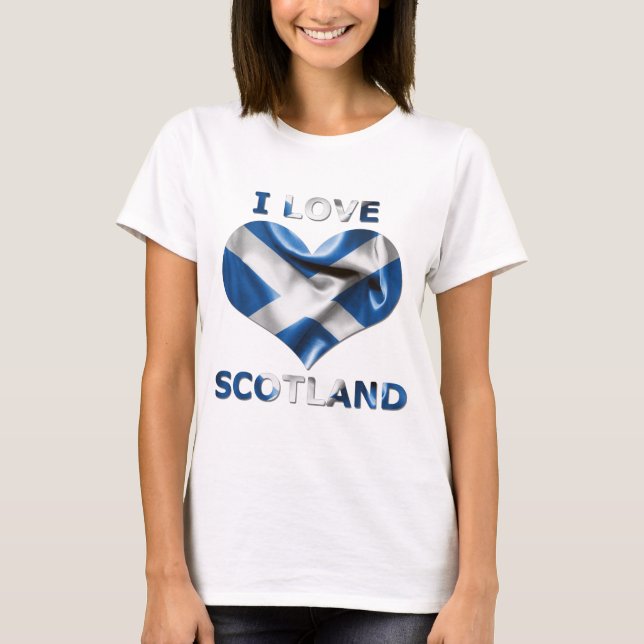 I Liebe Schottland Herzenflagge T-Shirt (Vorderseite)