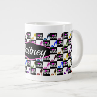 I LIEBE SCHUHE, STILETTOS, HOHE HEELE PERSONALISIE Jumbo-Tasse