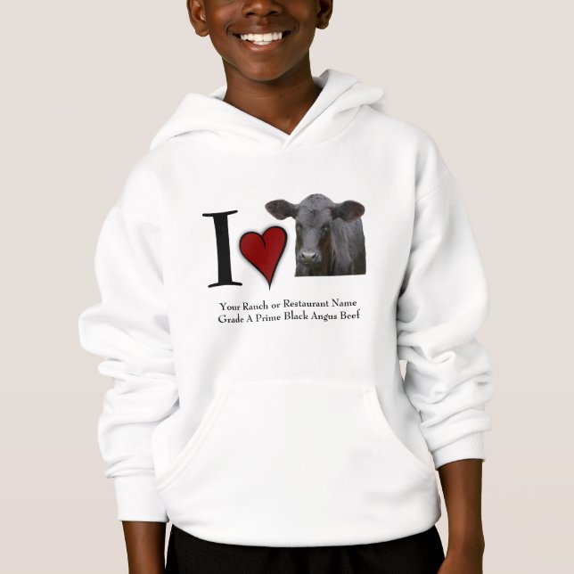 I Liebe-schwarzes Angus-Rindfleisch Hoodie (Vorderseite)