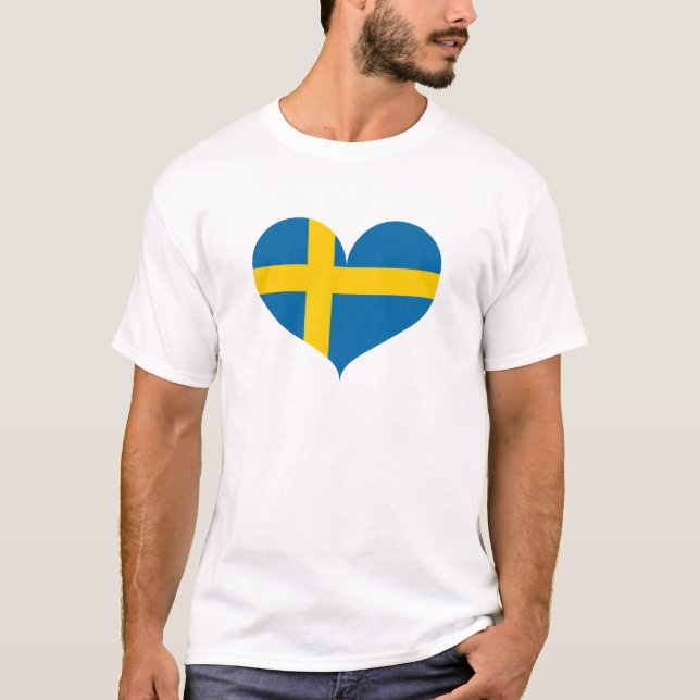 I Liebe Schweden Flagge T-Shirt (Vorderseite)