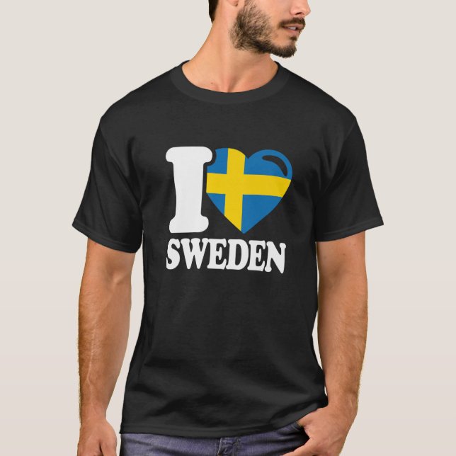 I Liebe Schweden Heimat schwedische Flagge Schwede T-Shirt (Vorderseite)