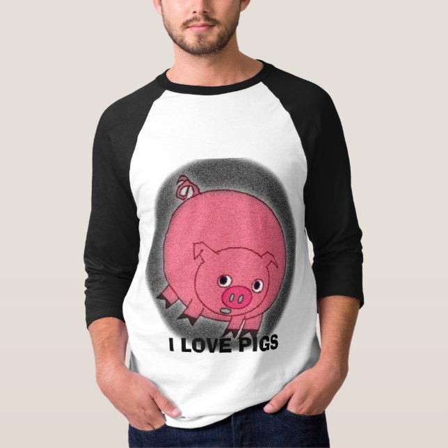 I LIEBE-SCHWEINE (SCHWEINE AUF BEIDEN SEITEN) T-Shirt (Vorderseite)