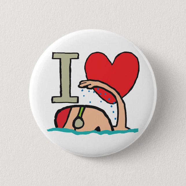 I Liebe Schwimmen Button (Vorderseite)
