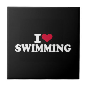 I Liebe schwimmen Fliese