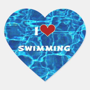 I Liebe Schwimmen Herz-Aufkleber
