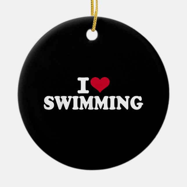 I Liebe schwimmen Keramik Ornament (Vorne)