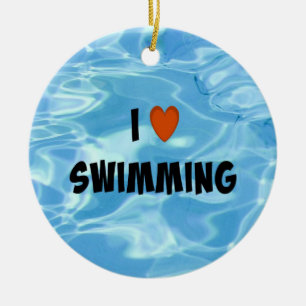 I Liebe Schwimmen Keramik Ornament