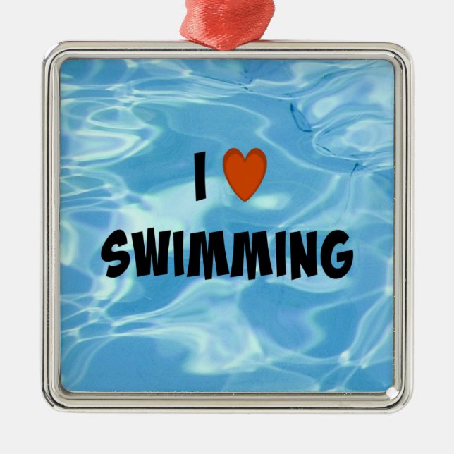 I Liebe Schwimmen Ornament Aus Metall (Vorne)