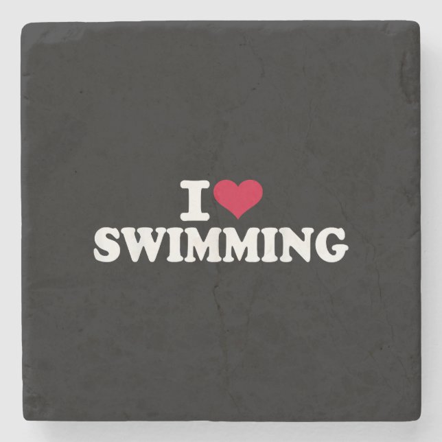 I Liebe schwimmen Steinuntersetzer (Vorderseite)