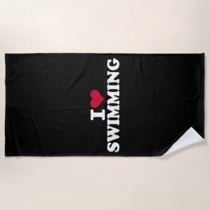 I Liebe schwimmen Strandtuch